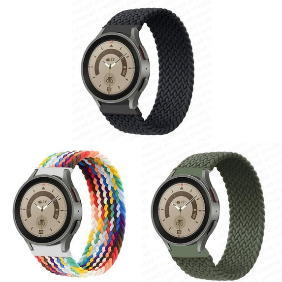 BRADCET (1/3Pack) 20mm Braided Solo Loop Nylon Bands for Samsung Galaxy Watch 5 5 40mm 44mm/ Watch 5 Pro 45mm Women Men, No Gaps Sports Band Wristband Bracelet for Galaxy Watch 4 Classic 42mm 46mm