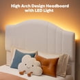 thumbnail image 4 of Pinmoco Twin Upholstered Bed Frame with Adjustable Arc-shaped Headboard, LED Platform Bed, Teddy Velvet White, 4 of 10
