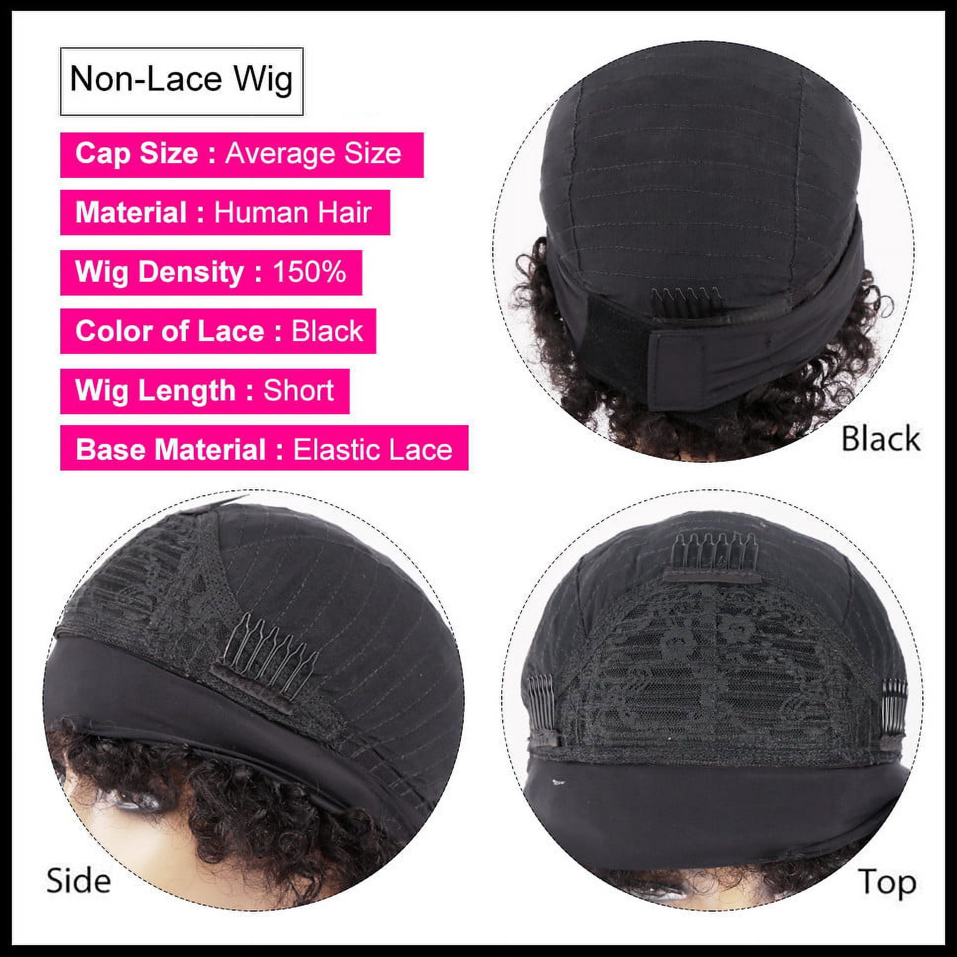 #1B Headband Wig Pixie Cut Curly Headband Wig Human Hair Glueless Pixie Wigs Curly Headband Wigs for Black Women Human Hair Brazilian Virgin Short Curly Human Hair Wigs