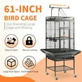 thumbnail image 3 of Ktaxon 61.5-inch Wrought Iron Large Rolling Bird Cage with Play Top and Stand for Parrots Lovebird Cockatiel Parakeets, Black, 3 of 10