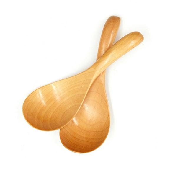 PAMINGONO Kitchen Cooking Spoon Wooden Adding Ingredients Beige 2Pack