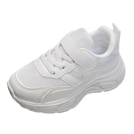 

FhsagQ Girls Shoes Size 13.5 Little Kid Girls Sports Shoes Fashionable New Pattern Solid Color and Cute Thick Sole Comfortable Non Breathable Hook Loop Casual Shoes White 35