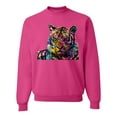 thumbnail image 2 of Wild Bobby, Colorful Rainbow Tiger Animal Lover Unisex Crewneck Graphic Sweatshirt, Fuschia, Small, 2 of 3