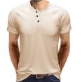 thumbnail image 2 of Mens Shirts Summer Clearance Men Short Sleeve Casual Fashion Round Neck Pullover Buttons T Shirt Blouse, 2 of 5