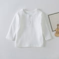 thumbnail image 2 of Swuxness Toddler Casual Long Sleeve Shirts, Toddler Fall Tops, Kids Solid Color Crew Neck Thermal Underwear Outer Wear Top White, 6-9 Months, 2 of 5