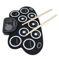 thumbnail image 1 of Batería Electrónica De 9 Almohadillas, Batería De Práctica Electrónica Enrollable Portátil Plegable Recargable Con Conector Para Auriculares Para Niños Adultos Para, 1 of 7
