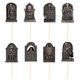 thumbnail image 2 of Insertos para Decorar Tartas de Halloween | 8 Adornos para Cupcakes con Temática de Lápida, Palillos de Papel Gris Oscuro | Diseños de Calaveras de Esqueleto Rip Espeluznantes para Decorar Postres de, 2 of 6