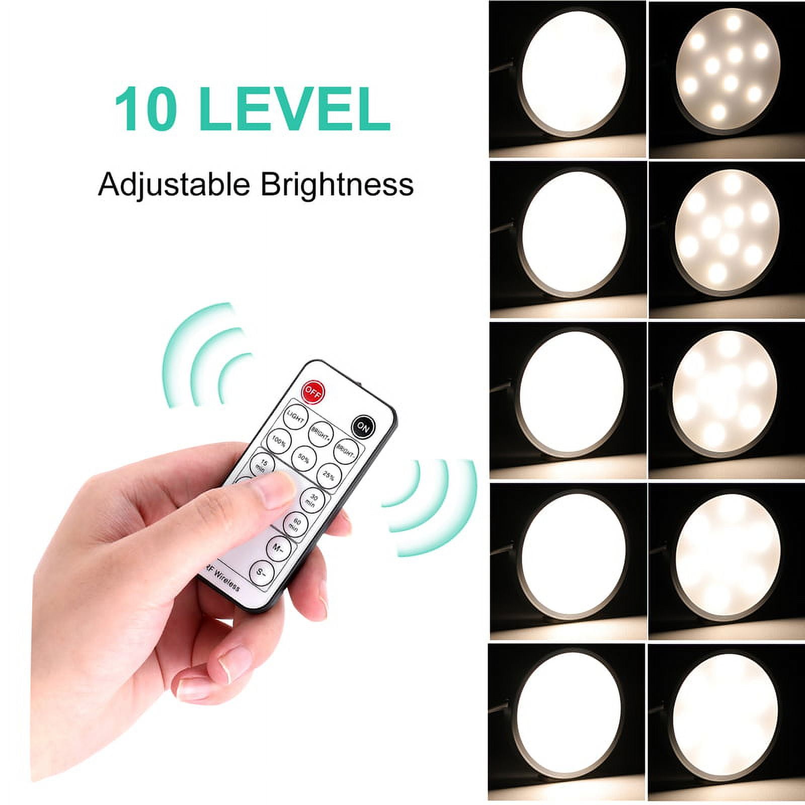 LED Under Cabinet Puck Light 6 Pack,Under Counter Lights With Wireless Timer Remote Dimmable