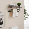 thumbnail image 3 of MCombo  Industrial Pipe Bathroom Wall Mounted Shelf, Solid Wood 1-tier brown 24'' x 9.84'' x 9'', 3 of 9