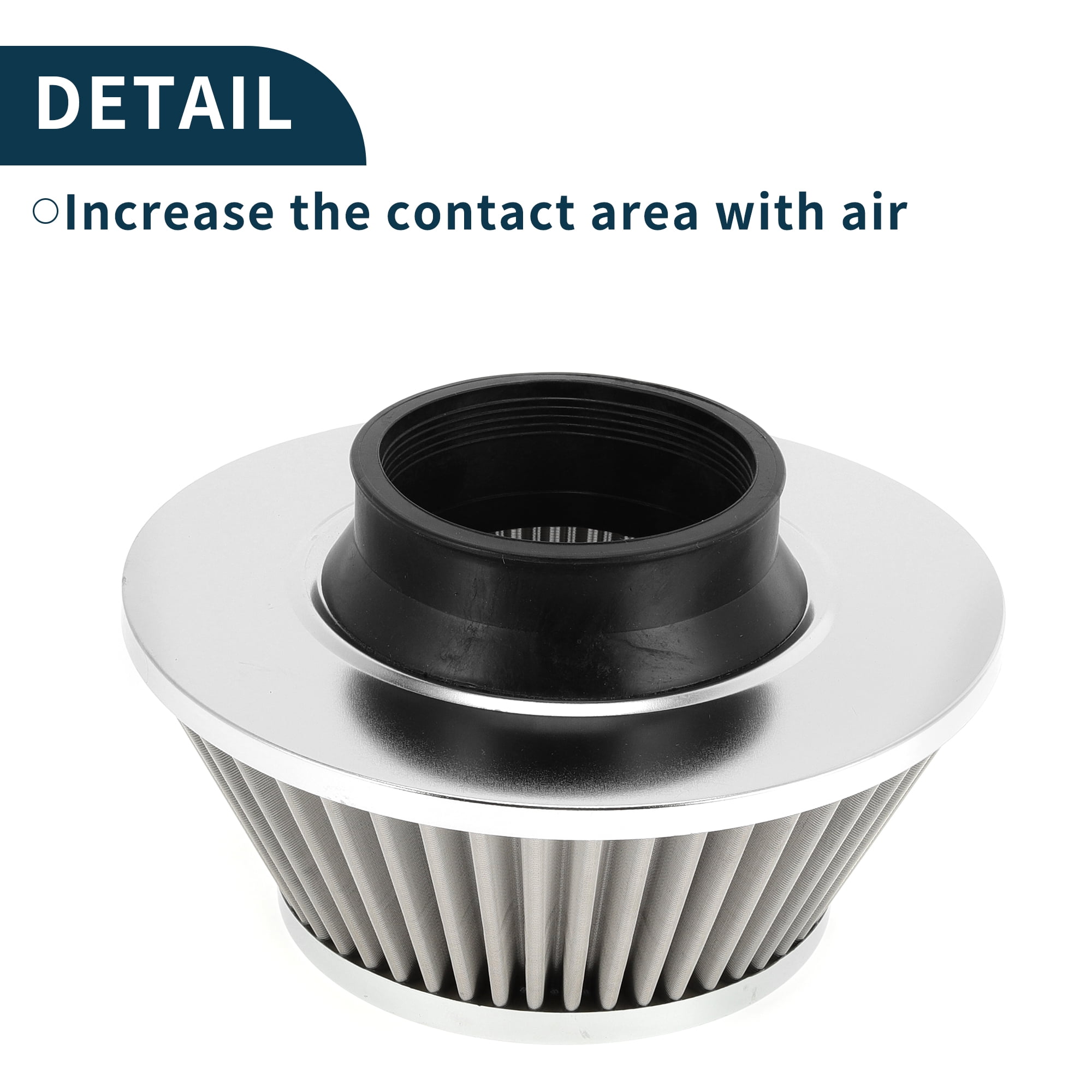 Unique Bargains Engine Air Filter High Flow Clamp-On Cold Air Intake Filter Silver Tone 2.99 in