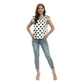thumbnail image 5 of Xmarks Women's Summer Casual T-Shirts Crew Neck Ruffle Short Sleeve Polka Dot Tops Loose Blouses White S-3XL, 5 of 6