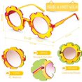 thumbnail image 2 of 3 Pcs Lunettes de Soleil Rondes à Fleurs Mignonnes pour l'Extérieur et la Plage Lunettes de Soleil Lunettes pour Enfants, 2 of 7