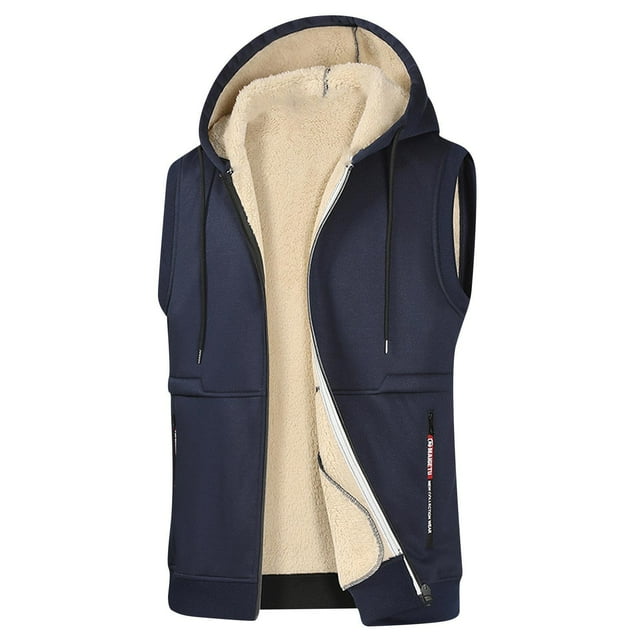 Veste Homme Hiver, Décontractée Couleur Unie avec Poches et Capuche, Gilet de Sport Extérieur, Veste Homme