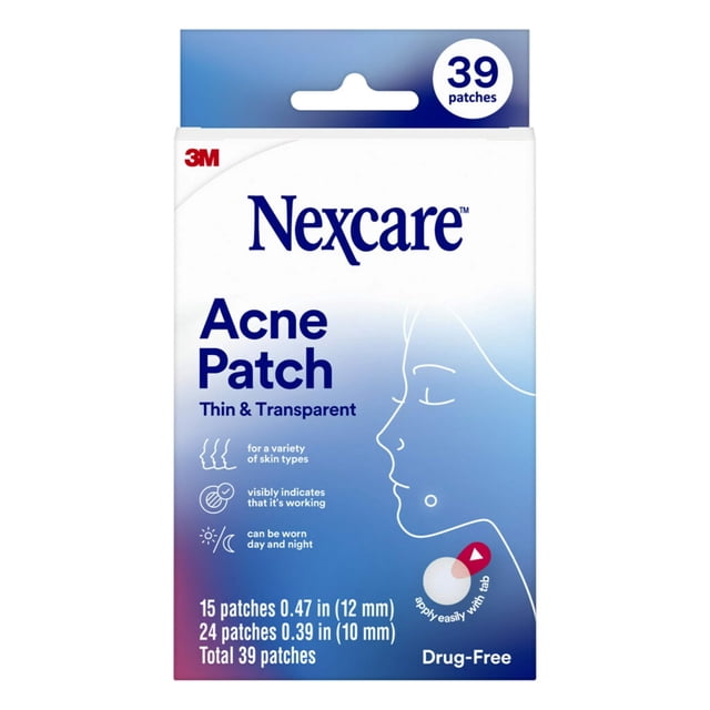 Parche para el acné Nexcare, funda delgada y transparente para la piel, 39 parches