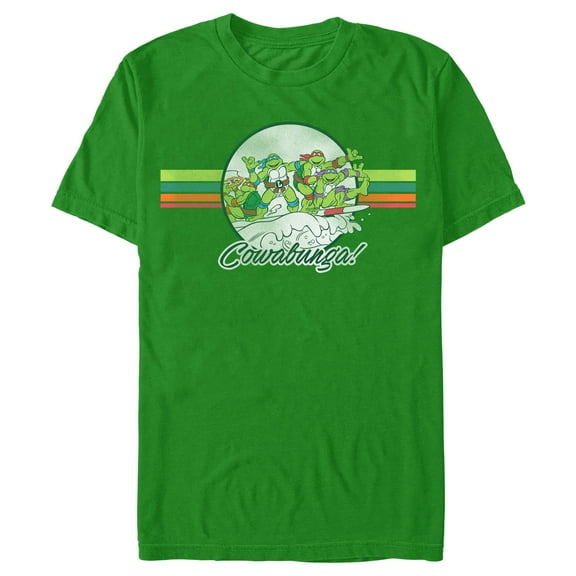 Men's Teenage Mutant Ninja Turtles Retro Striped Cowabunga! Graphic Tee Kelly Green 2X Large