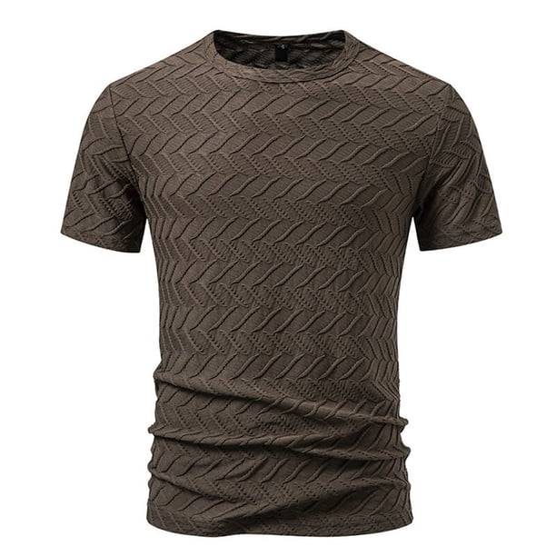 Camiseta informal de verano con diseño en relieve para hombre: tejido suave y transpirable, corte holgado, perfecta para el día a día y la playa, lavable a máquina.
