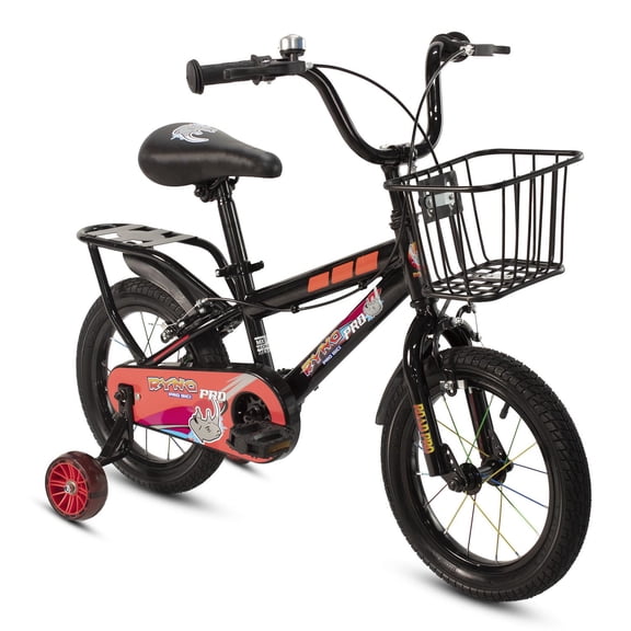 Bicicleta Infantil R14 Naranja Canastilla Ruedita Portabulto