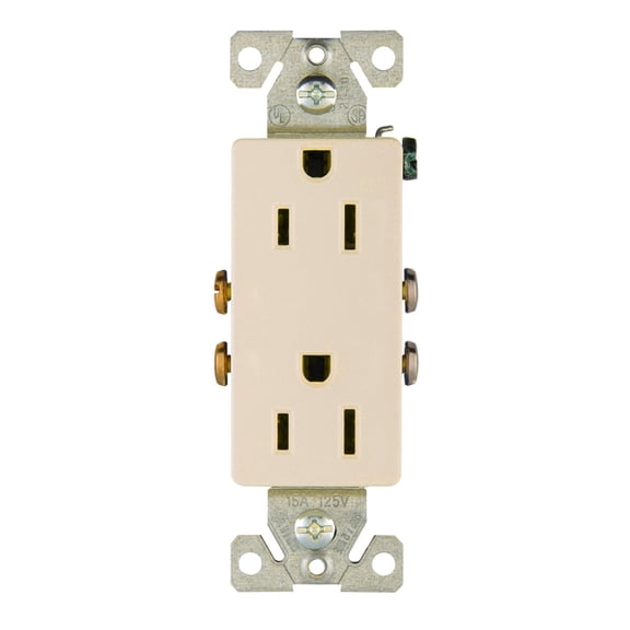 Eaton Wiring Devices 1107LA Duplex Receptacle, 2 -Pole, 15 A, 125 V, Back, Side Wiring, NEMA: 5-15R, Light Almond