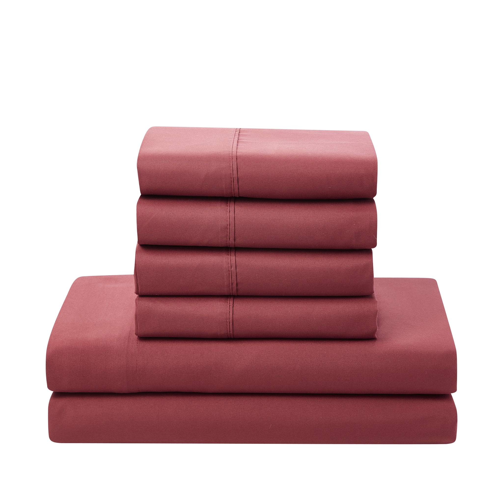 Luxury Burgundy 5-piece Bed in a Bag Down Alternative Comforter Set, Twin-XL