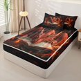 thumbnail image 2 of Homewish Red Fire Book Dragon Zipper Twin Comforter Sets with Fitted Sheet and 2 Pillowcases For Boys And Girls,Red Orange Fantasy Zipper Bedding Set,Black Reversible,4 Pieces, 2 of 7