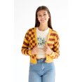 thumbnail image 2 of Mixed Pattern Cardigan - Cozy Knit Yellow and Brown Sweater, 2 of 4