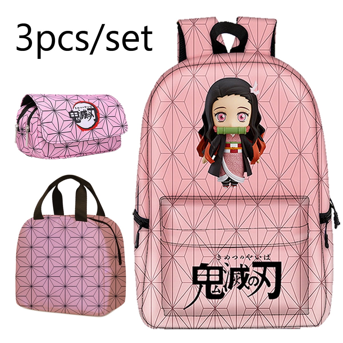 3pcs Demon Slayer Kids Backpack Lunch Box Pen bag Japanese Anime Backpacks  for High School Students - Walmart.com