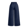 thumbnail image 6 of WULMLEO Sweatpants for Women Corduroy Fall Winter Wide Leg Elastic Waist Bottoms Trendy Oversized Trousers Casual Comfort Pant with Pockets Dark Blue XL, 6 of 9