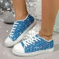 thumbnail image 4 of Women Glitter Sneakers Shiny Sparkle Sneakers Lightweight Rubber Outsole Sequins Shoes (Sky Blue 38), 4 of 5