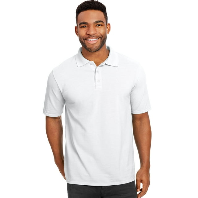 Hanes Men`s X-Temp Fresh IQ Pique Polo, M, White