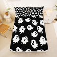 thumbnail image 5 of Homewish Classic Halloween Ghost Bed Sheets,Silhouette Spooky Pattern Full Size Sheets,Black White,4pcs,1 Flat Sheet,1 Fitted Sheet and 2 Pillowcases, 5 of 6