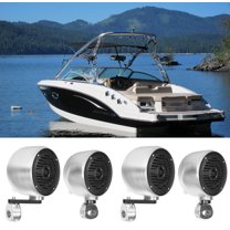 (4) Rockville MS40B Chrome 4" 200 Watt Marine Wakeboard Tower Boat Speakers