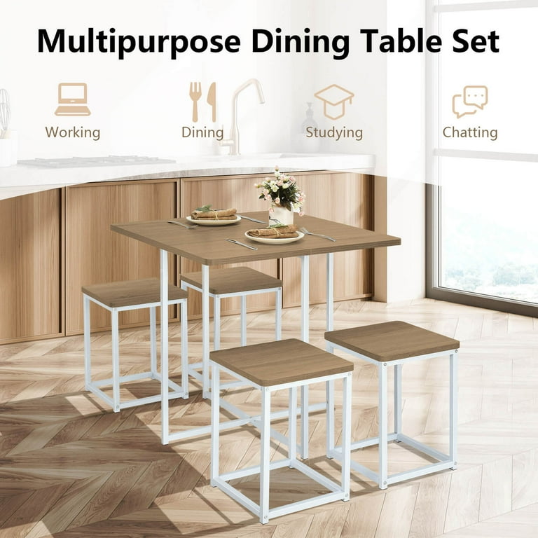 Costway 5pcs Compact Dining Set - Kitchen Chairs, Simple Costway 5pcs Compact Dining Set - Kitchen Chairs, Simple