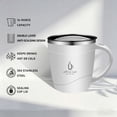 thumbnail image 2 of 16oz Double Wall Insulated Stainless Steel Airtight Coffee Mug with Handle, Splash Lid & Measurement Scale for Hot and Iced Coffee, Tea (White), 2 of 9