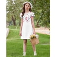 thumbnail image 2 of Oudiya Girls Dresses for Summer Flutter Sleeve Pleated Front A Line Boho Beach Tween Casual Party Dresses, 6-14Y, 2 of 6