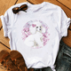 thumbnail image 3 of Bonita camiseta con estampado de animales de caniche rosa para niños, camiseta blanca para amantes de los perros, camiseta de verano de algodón Y2k, ropa para niños, camisetas para bebés, niños y niña, 3 of 5
