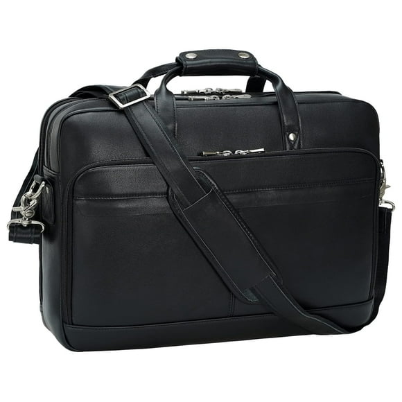 Masa Kawa Leather Briefcase for Men 17 Inch Laptop Crossbody Shoulder Messenger Office Bag Black Attache Case Handbag for Business Travel Work Lawyer Large
