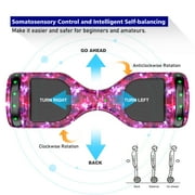 SISIGAD Bluetooth Hoverboard for Adults and Kids, 6.5 inch Solid Tires, LED Lights, Max Speed 6 Mph, Purple
