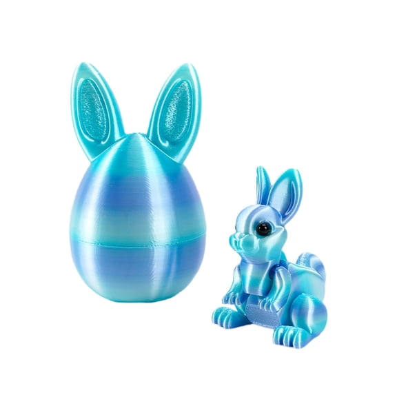 Toyeng 3D Printed Easter Eggs with Bunny Inside, Easter Basket Stuffers,Articulated,Flexible,Easter Gifts Home Executive Desk Decor,Easter Surprise Rabbit Eggs Glacial Mint 8.5*5 cm