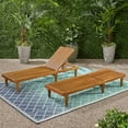 thumbnail image 4 of GDF Studio Teresa Outdoor Acacia Wood Armless Adjustable Chaise Lounges, Set of 2, Teak, 4 of 15