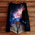thumbnail image 2 of Arlun Nebula Galaxy Print Ribbing Tops for Women Crew Neck Oversized Long Sleeve Pullover Shirt Soft Comfortable Casual Trendy Blouses 2026 Carnival Party Fashion Outfits 10-Black L, 2 of 5