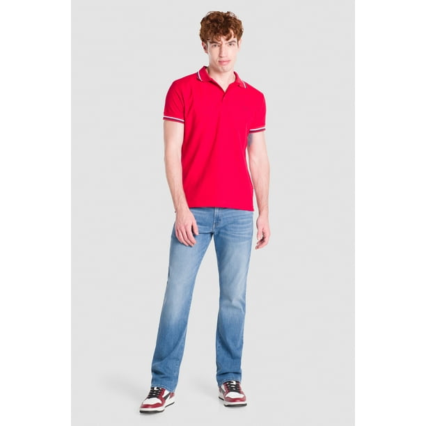 Playera Oggi Jeans Polo Slim Hombre color Rojo Walmart en línea