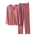 thumbnail image 2 of Womens Pajama Sets Summer Pj Set Long Sleeve Top Built In Bra With Long Pants Sleepwear 2 Set, 2 of 8