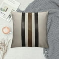thumbnail image 2 of JRXY  Leather Throw Pillow Covers Outdoor Decor Beige Patchwork Brown Faux Leather Pillows Cover for Couch Sofa, Beige  White, 2 of 5