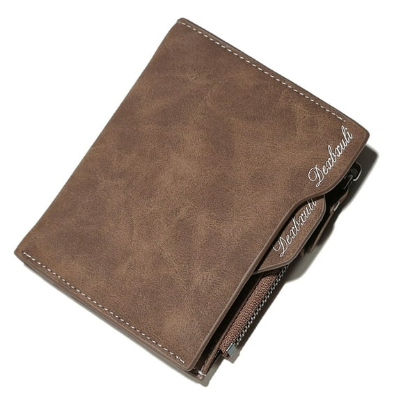 Egoelife Wallet for men RFID Blocking PU Leather Slim Bifold Wallet with 2 ID Window Zipper Pocket Credit Card Holder