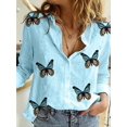 thumbnail image 1 of Camisas elegantes de lino y algodón para mujer, blusas informales con botones sólidos y solapa, blusas sueltas de manga larga para primavera y verano, Blusas tipo túnica Tan Jianjun unisex, 1 of 2