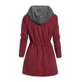 thumbnail image 3 of Skpblutn Women'S Jacket Coats Winter Fall Casual Comfortable Tops Fashion Patchwork Hooded Zipper Up Outwear With Pocket Neck Long Sleeve Plus Size Coat Red Xxl, 3 of 5