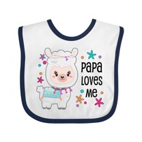 Inktastic Papa Loves Me Cute and Happy Llama Boys or Girls Baby Bib