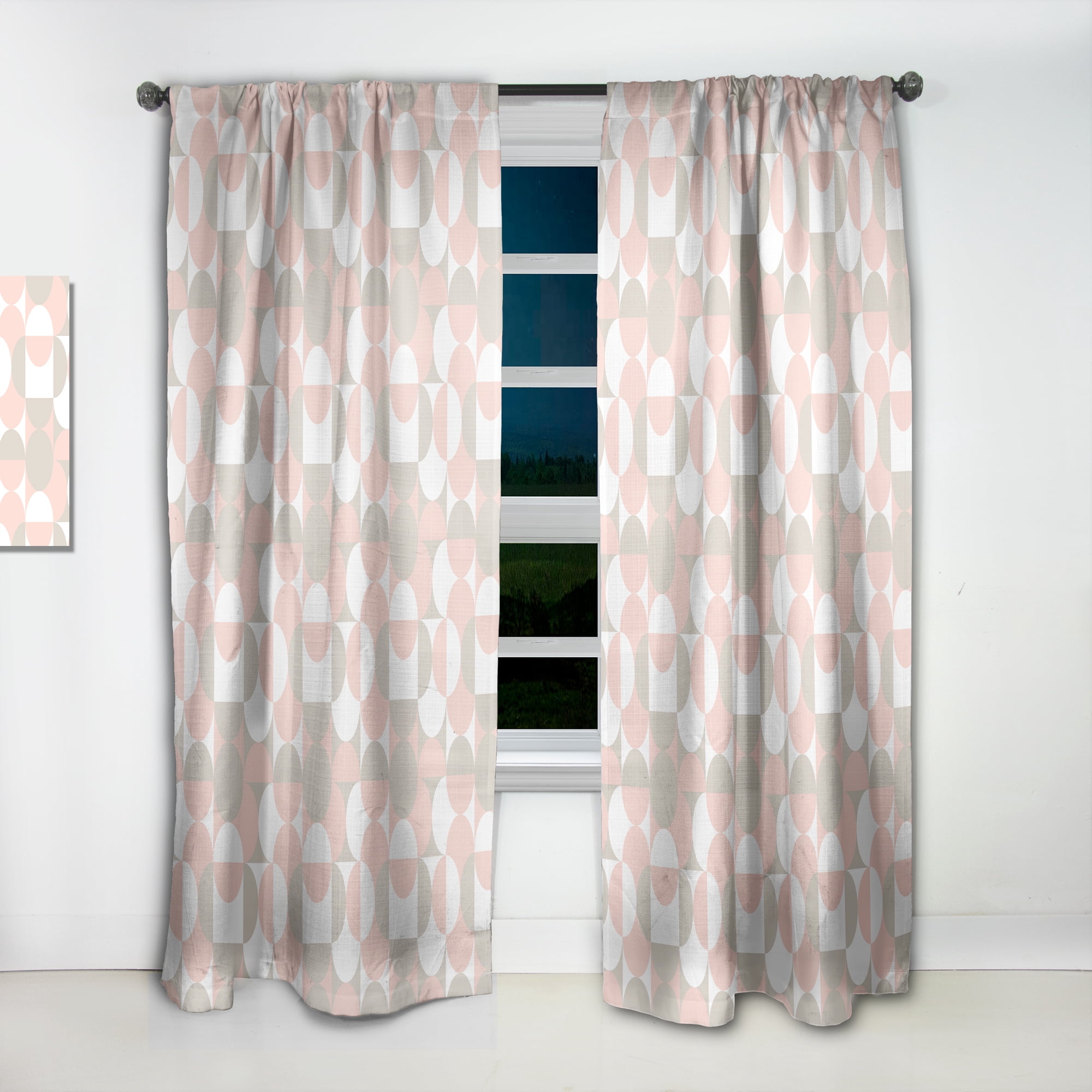 Designart 'Circular Retro Pattern III' Mid-Century Modern Curtain Panel