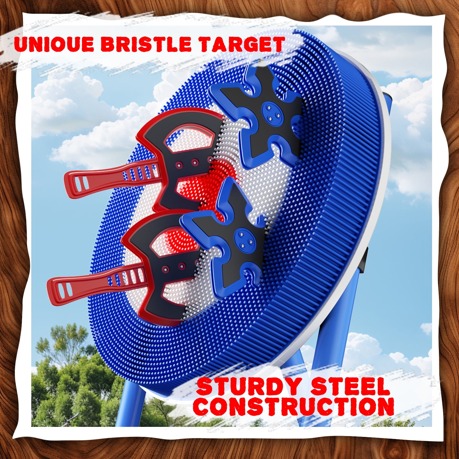 Family Axe Throwing Game with 4 Axes & 4 Darts for Kids & Adults,Axe Throwing Game for Backyard, Indoor &Outdoor,Yard Games,Carnival Games（Blue）