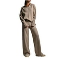 thumbnail image 2 of Miqool Womens 2 Piece Outfits Collar Sweater Sweatsuit Lounge Set Long Sleeve Sweatshirt with Wide Leg Sweatpants, 2 of 6